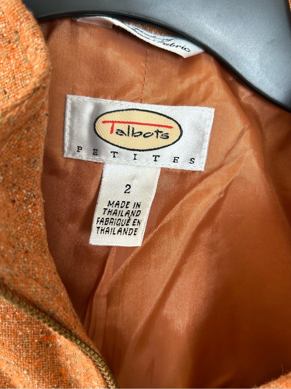 Talbots Orange Tweed Zip-Front Women's Jacket Size 2P - Picture 4 of 7